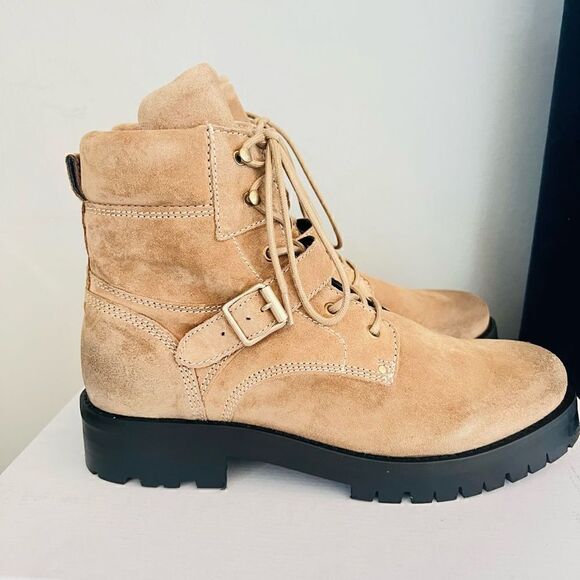 All‎ Saints Paulina Suede Leather Buckle Moto Boot, Size 11, Brown/Tan, NWT - Picture 6 of 16